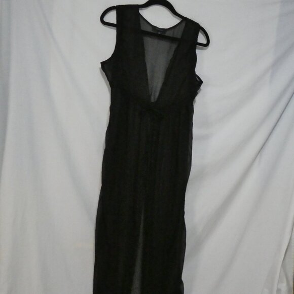 ATMOSPHERE | large | Black Sheer Sleeveless Nightgown With Tie Waist - Picture 1 of 16